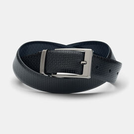 Byram Reversible Embossed Leather Belt, Black/Navy, hi-res